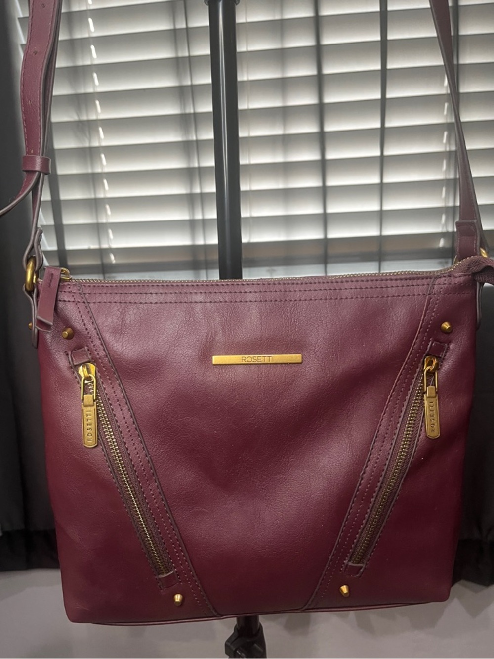 Rosetti Purple Leather Crossbody with Gold Hardware